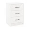 White Engineered Wood 3-Drawer Nightstand for Bedroom & Living Room
